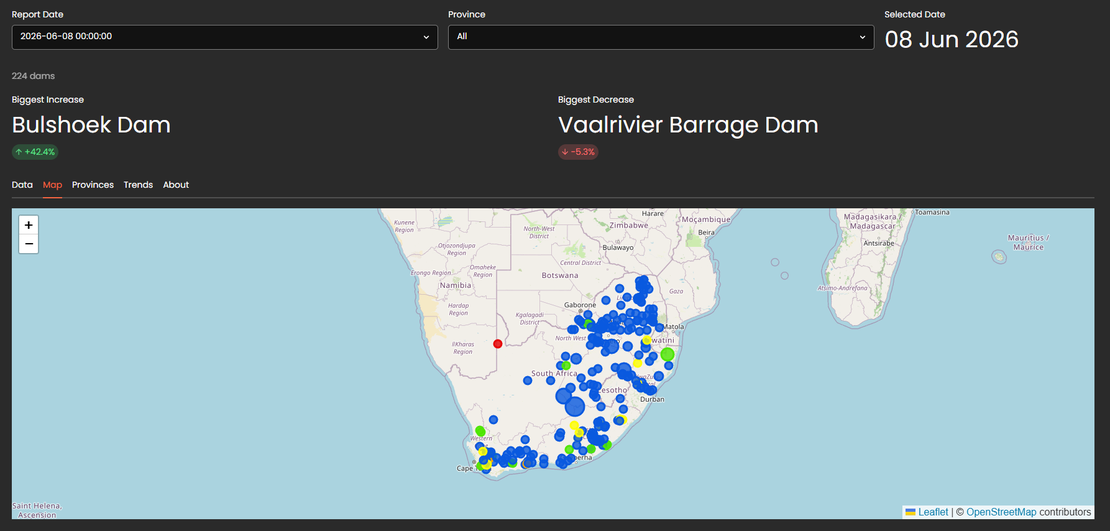 Making a Dashboard for South Africa's Dam Data